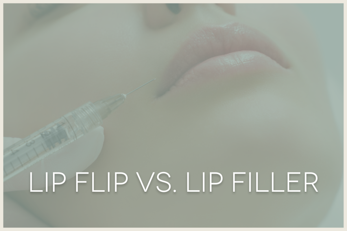 close-up of lips and injection needle, lip flip vs. lip filler