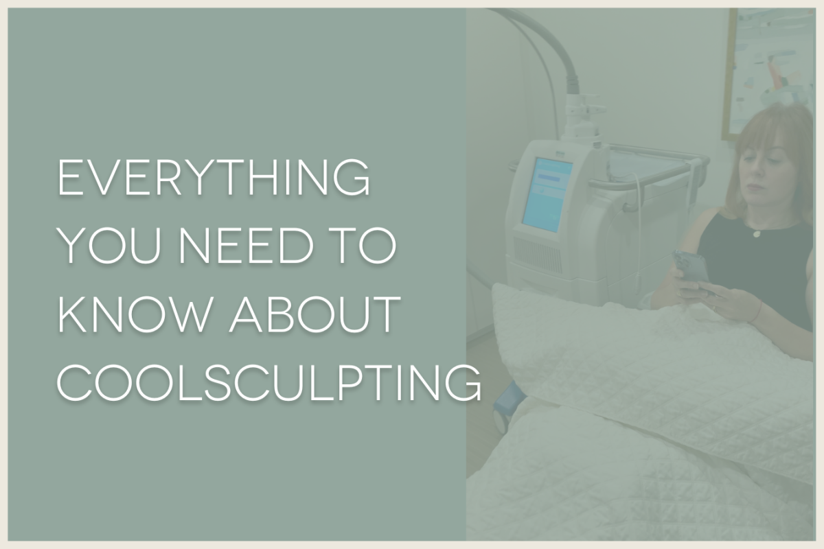 woman sitting in bed having coolsculpting done